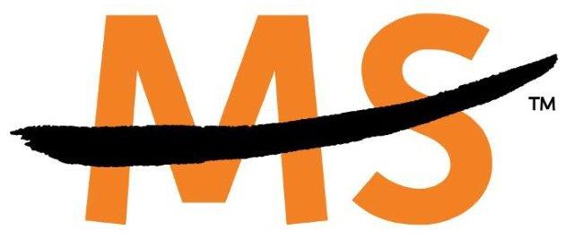 The letters MS in orange with a black slash through them